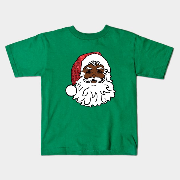 black santa claus christmas Kids T-Shirt by gossiprag